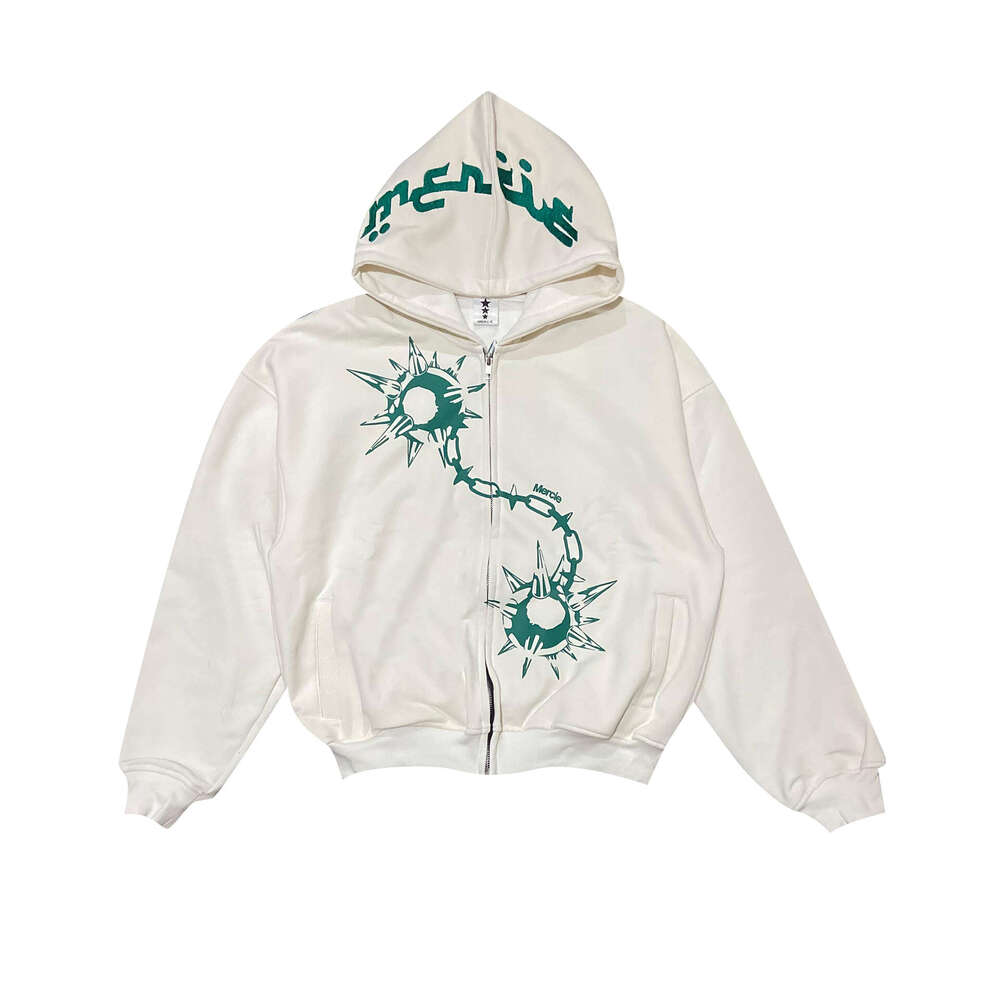 Sweatshirt print zipper long sleeved pullover hoodie sweatshirt jacket trendy street y2k gift for man