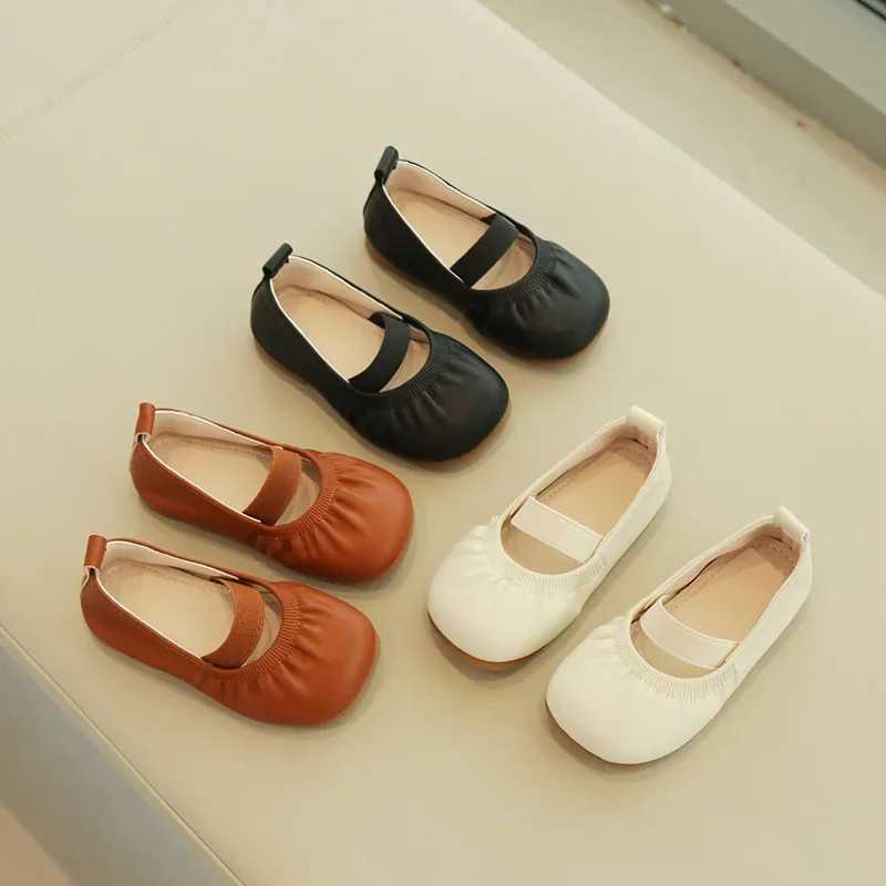 Size 21-35 Girls Shoes Spring Autumn Children Moccasins Girls Flexible Leather Shoes Kids Ballet Flats For Girl Black BrownT250306