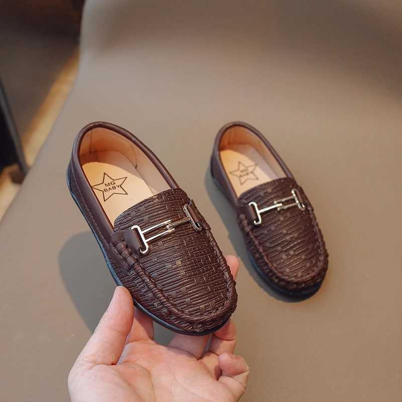 Boys Leather Shoes Black White for School Party Wedding Kids Formal Flats Loafers Slip-on Soft Loafers Children Moccasins 26-35T250306