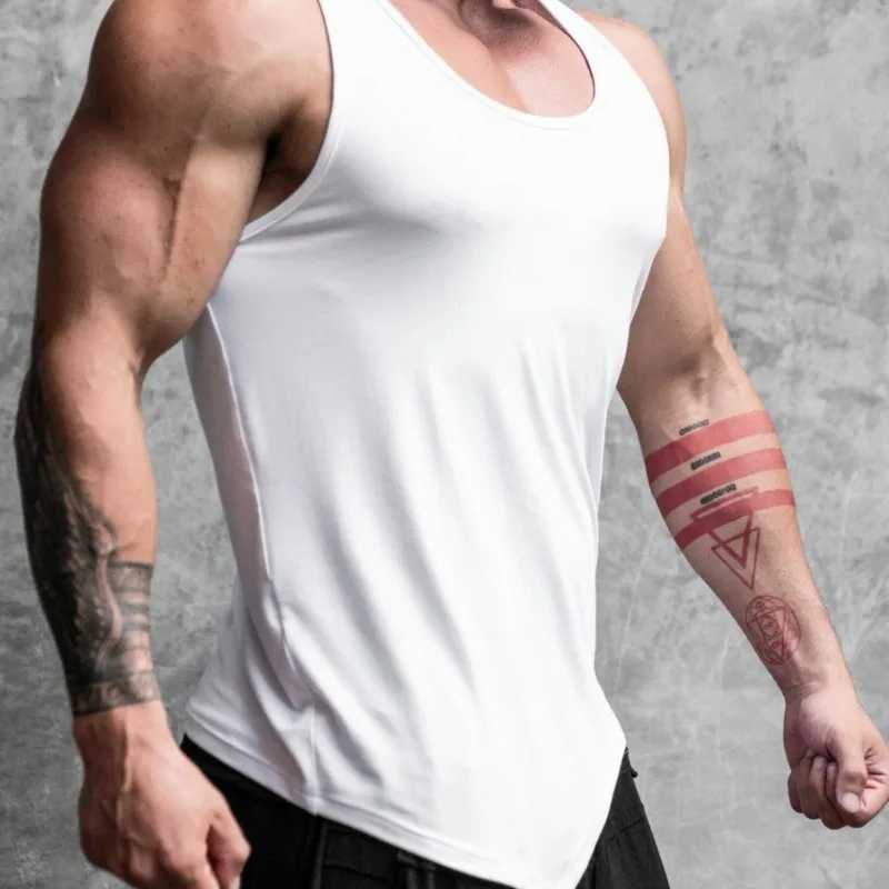 2024 Foreign Trade Mens Summer Sports and Leisure Tank Top Running Elastic Sleeveless T-shirt Tank TopT250318