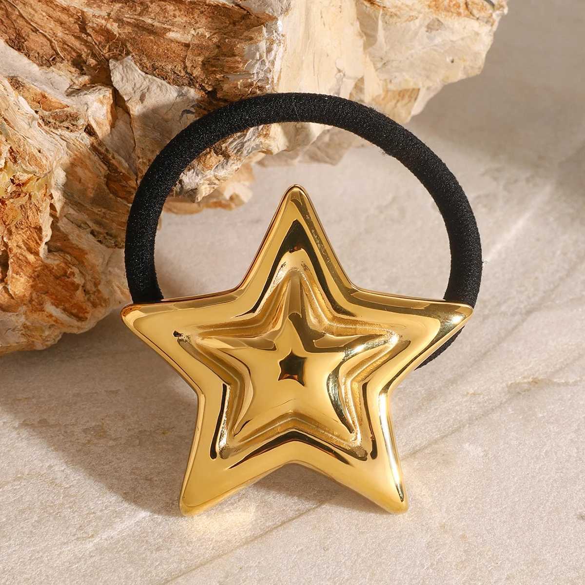 Youthway Stainless Steel Metal Five Point Elastic Hairband Rope Waterproof 18K Gold Plated Hair Jewelry 2024 X250306