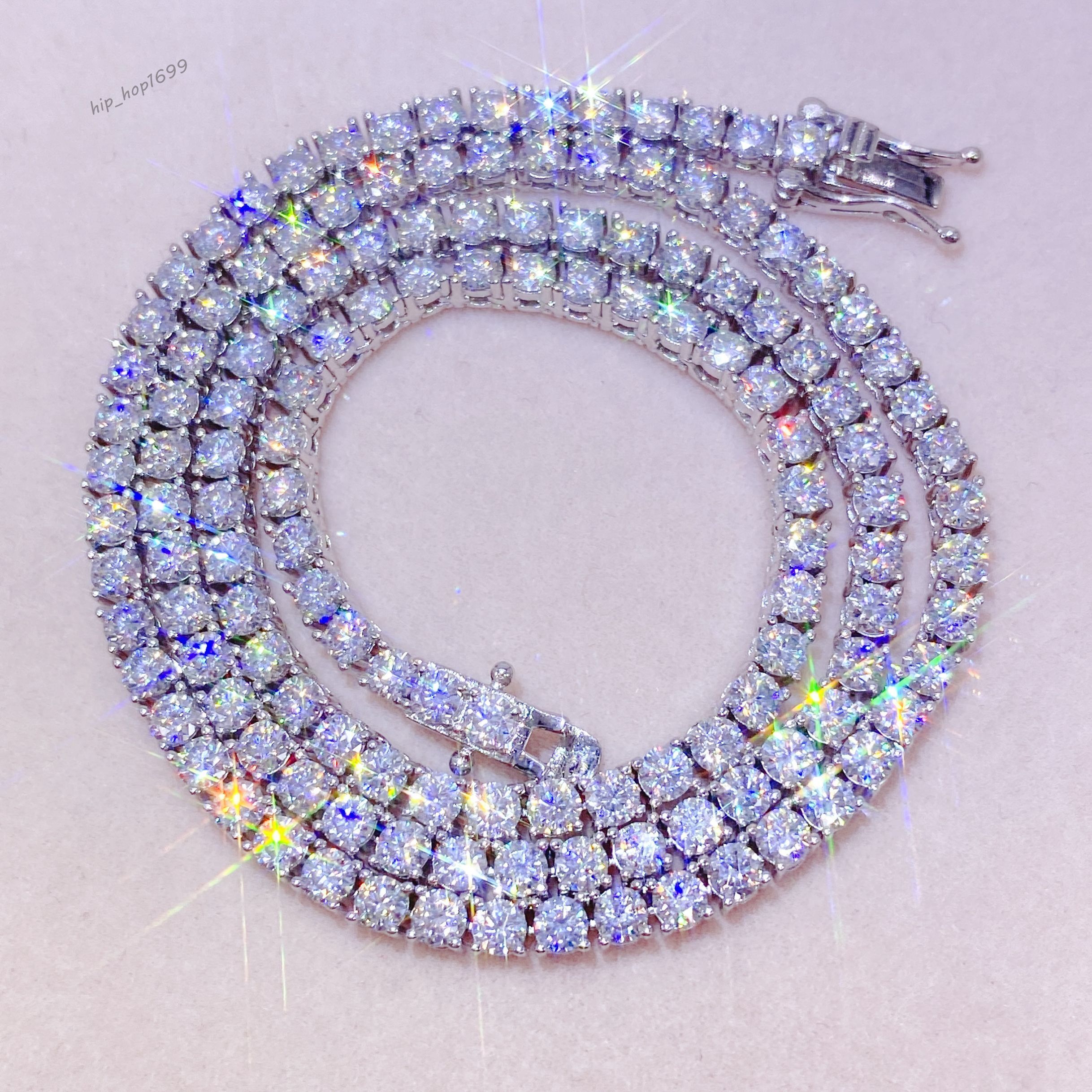 Wholesale Price Necklace 2mm 3mm 4mm 5mm d Color Vvs Moissanite Diamond 925 Sterling Silver Iced Out Tennis Chain