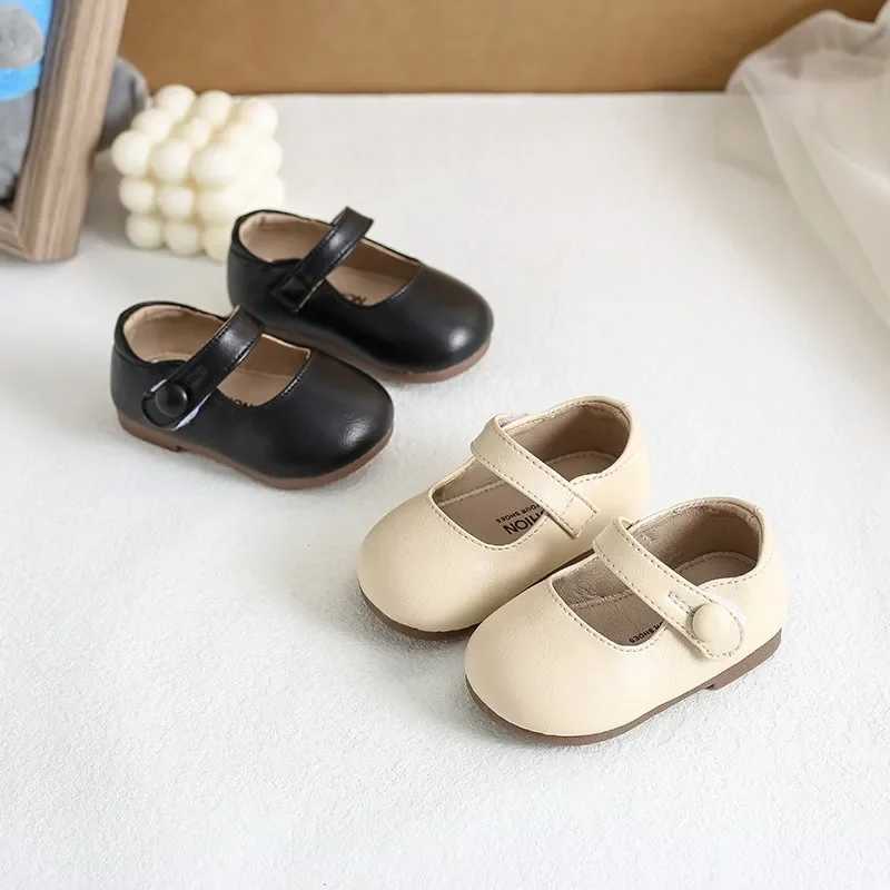 Unishuni Toddler Shoes Girl Mary Jane Flats for Baby Children Soft Non-Slip Rubber Sole Casual Shoes Princess Leather Dress ShoeT250306