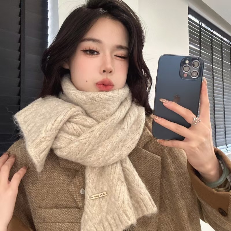 K054 Albaka Alpaca Scarf Women's Winter 2024 New Wool Blended Korean Style Trendy Student High-Quality Knitted