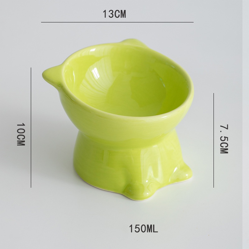 Ceramics Raised Cat Bowl Tilted 15 Degrees Elevated Cat Food and Water Bowls Anti Vomit Kitten Food Dishes Pet for Cats and Small Dogs Pink J1