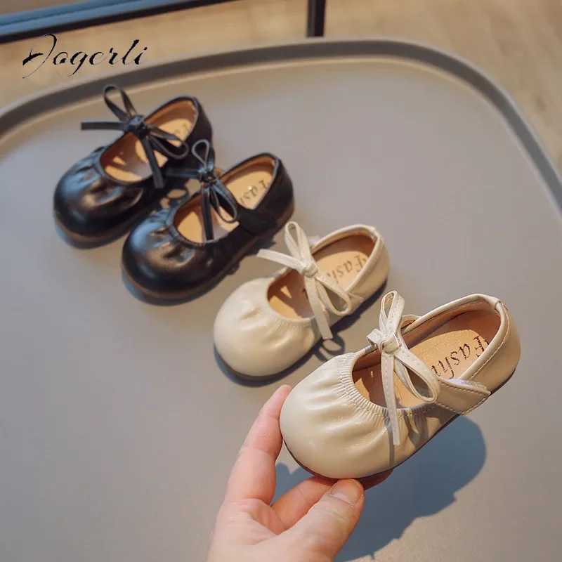 Girls PU Shoes Small 2024 Spring Autumn New Loafer Slip-On Childrens Kids Princess Size 21-30T250306