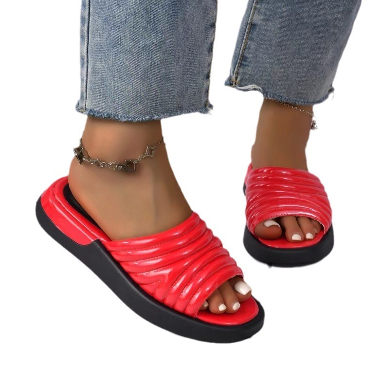 Cool and Comfortable Solid Color Sandals Thick Bottom Women's Drag 2025 New Summer Large Size ddmykukumalu