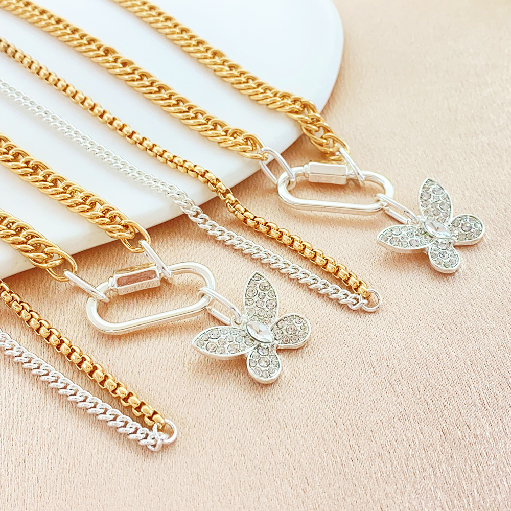 Small Luxury Butterfly Pendant Double Layer Wear Necklace Women French High-grade Collar Bone Chain Jewelry