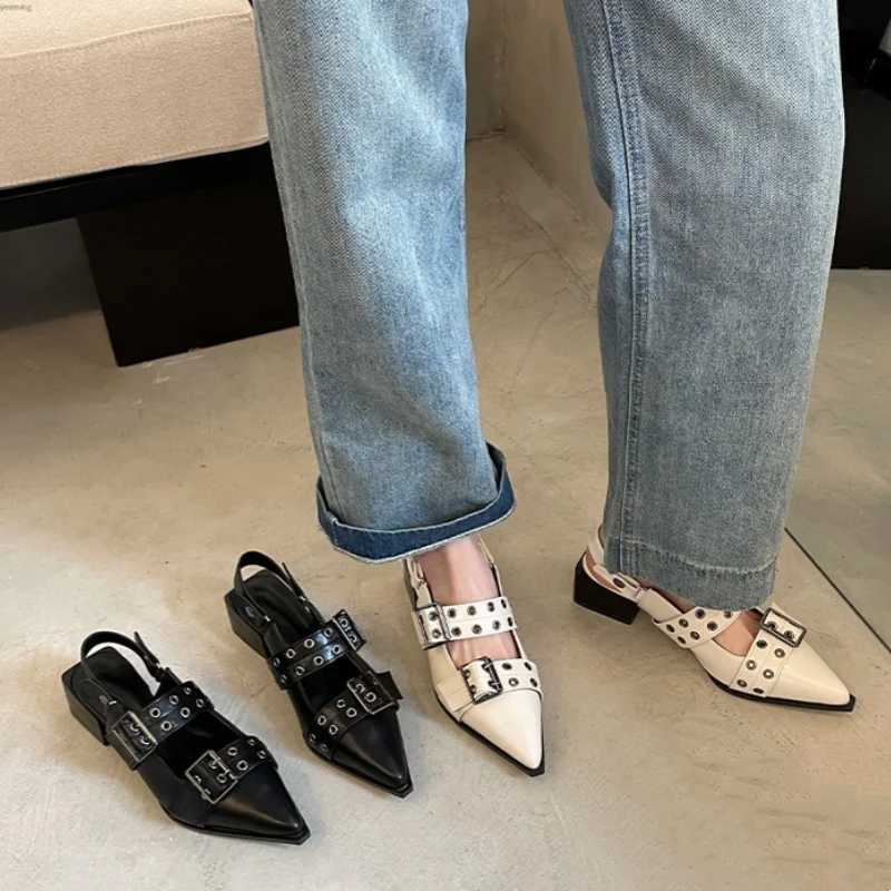 Spring and Summer Baotou Thick Heel Breathable Fi Sandals New Style Pin Buckle Decorated Elegant and Sexy Wens Shoes Y250306