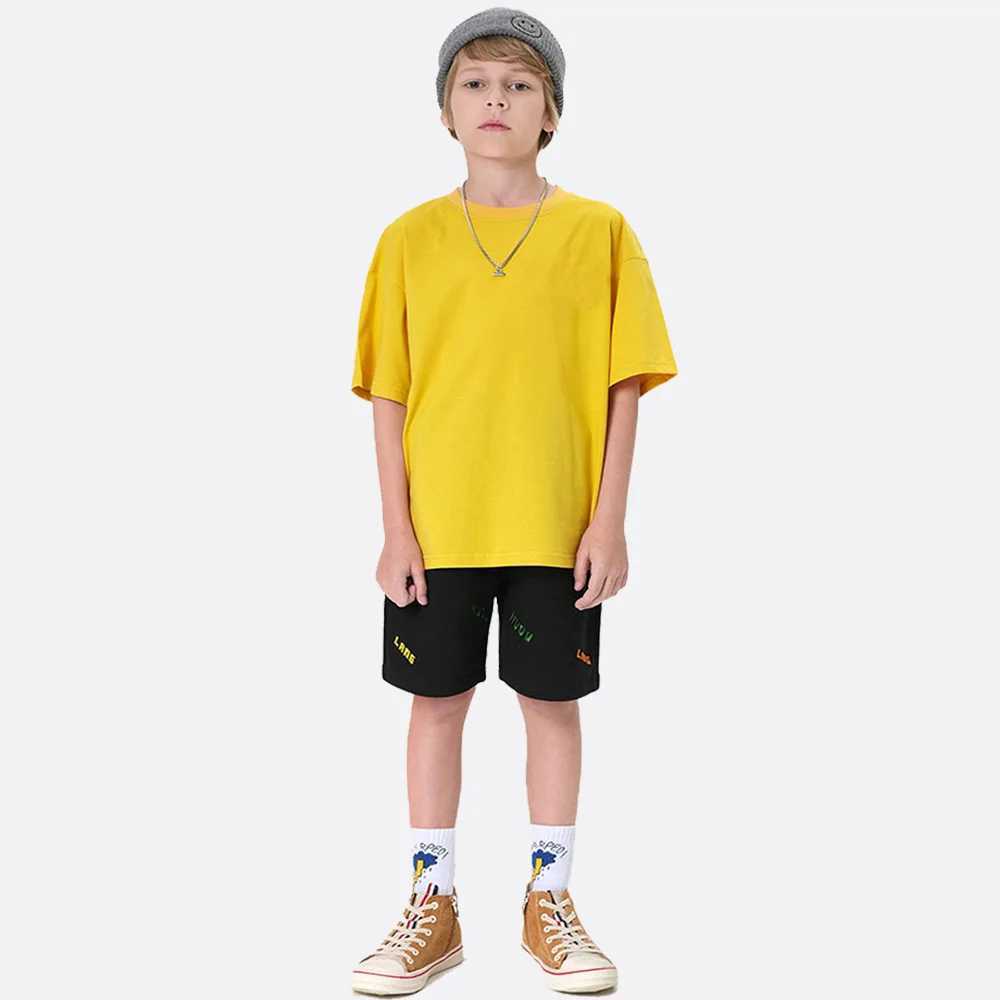 1-14Y Kids Solid Color Sweat Absorption Short Sleeve T-Shirt for Boys Girl Classic Black White Cotton Comfort TopsT250306