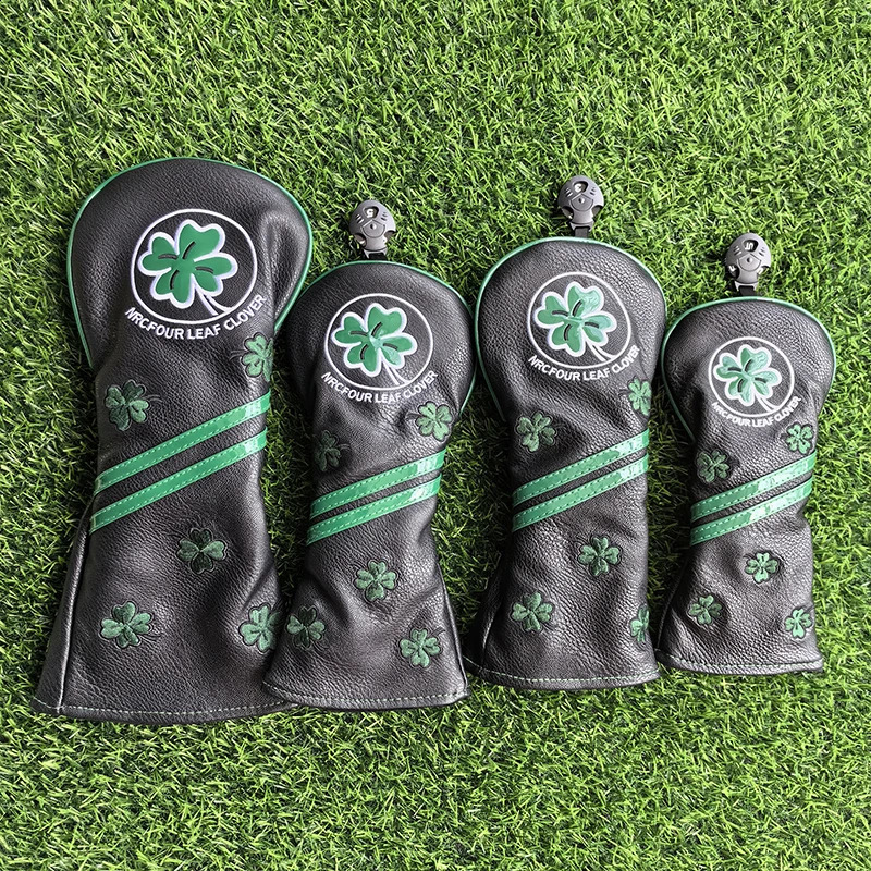 cover Golf Club Wood Headcovers Driver Fairway Woods Hybrid Cover Golf Club Head Protective Sleeve Four-leaved Clover 250305