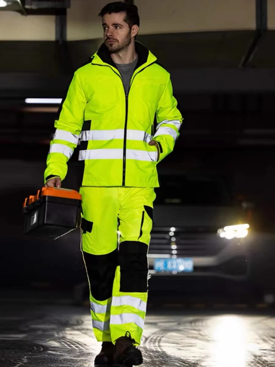 High visibility cotton winter anti cold safety reflective clothing road safety motorcycle riding reflective jacket 250305 - view 5