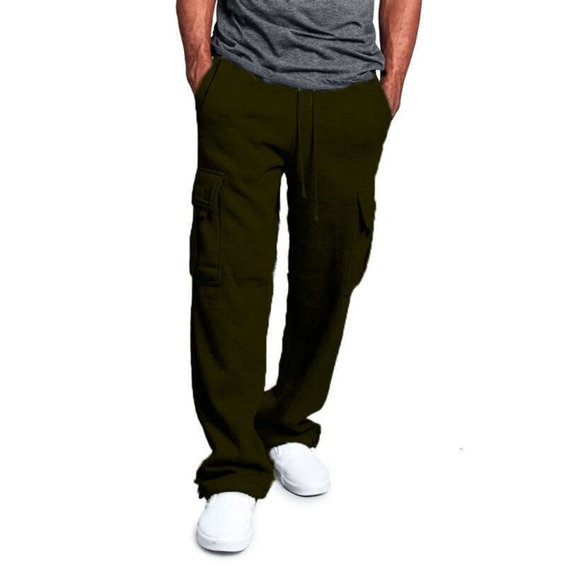 Men's multi pocket workwear European and American hih street trendy brand retro le tied pants, men's hair collection 2025 new casual versati