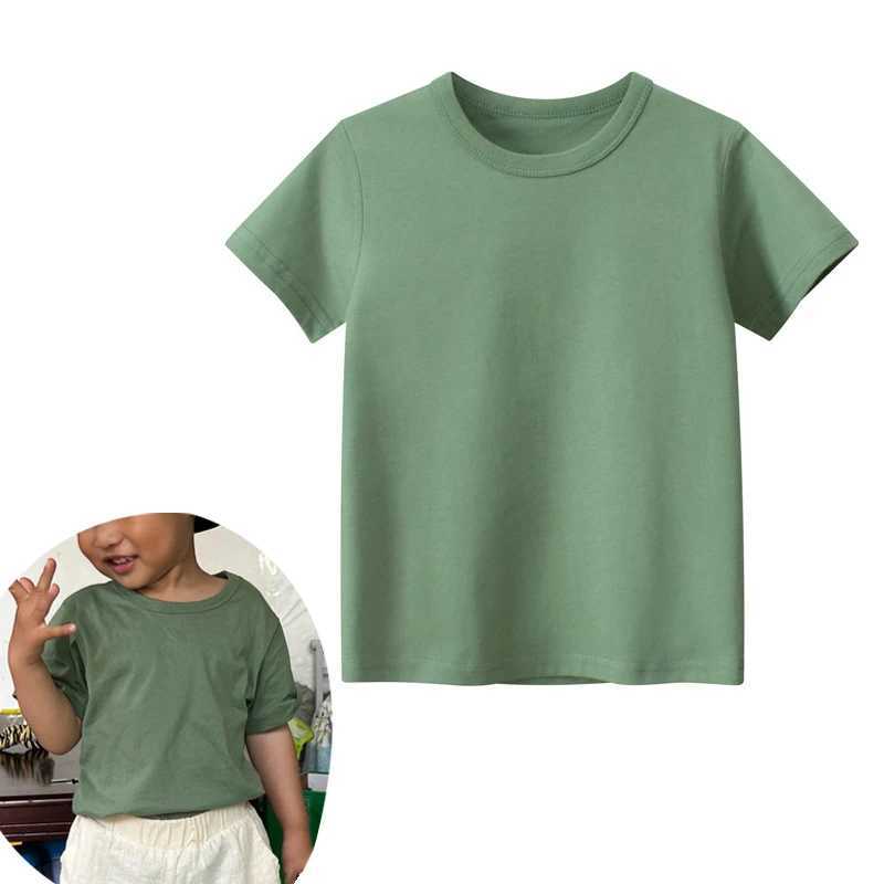Summer Thin Kids Plain T Shirt Tops Child Boys Girls Short Sleeve Solid Color Cotton Clothes White Black Children Tees 1-8 YearsT250306