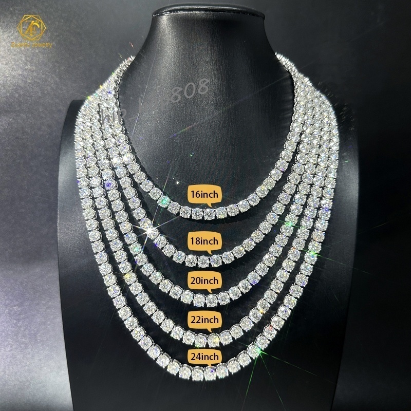 Factory Price 925 Sterling Silver Hip Hop Link Chain Necklace VVS Moissanite Diamond Gold 2mm-6.5mm Sizes Available Gift