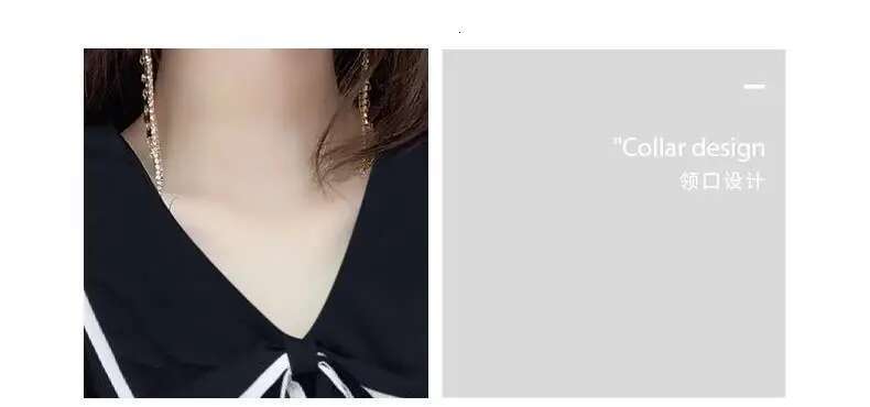 Simple Tied V-Neck Black Slim Puff Sleeves Slimming And Fashionable T-Shirt For Women