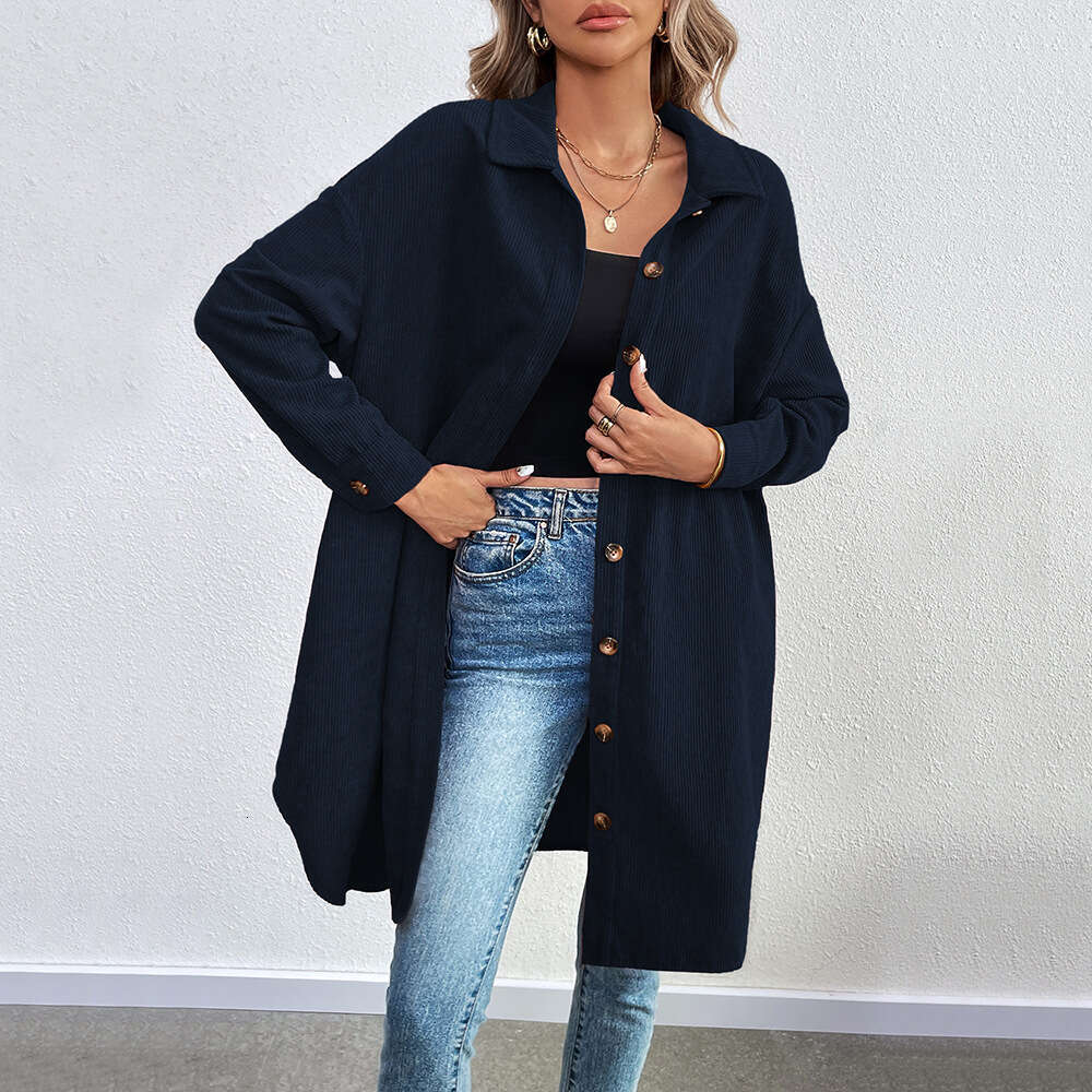 International Station American Casual Style Shirt For Autumn Winter, Loose And Versatile, Long Sleeved Breasted Corduroy Jacket KLMY