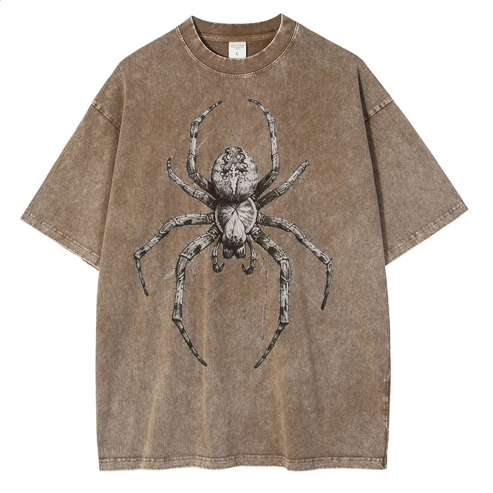 Spider handpainted mens graphic Tshirt casual polyester cotton short sleeved printed oversized 250227Z