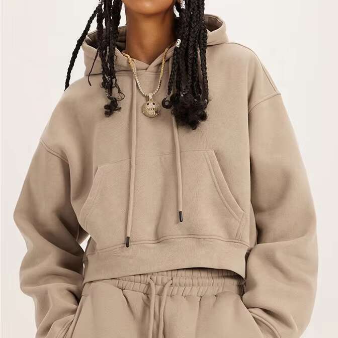 Women's Long-Sleeved Hoodie Sexy Sportswear Front Breathable Knitted Fabric Sustainable Anti-Shrink Crop Cut Autumn Winter
