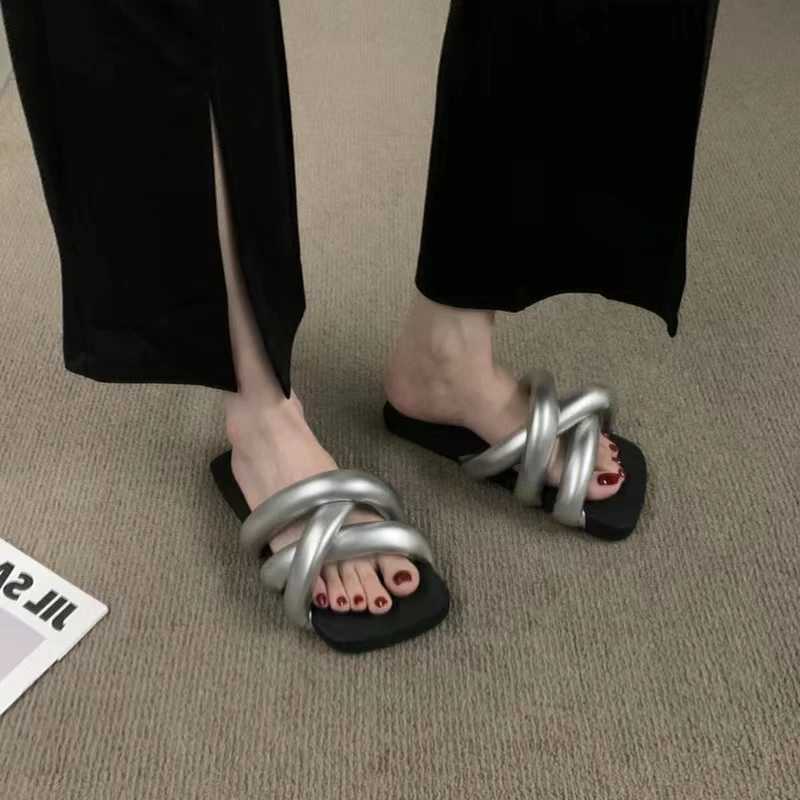 2023 Summer Wen Slippers Fi Open Toe Slip Sandals Flat Heel Outdoor Casual Beach Slides Shoes Flip Flops Wen Y250306