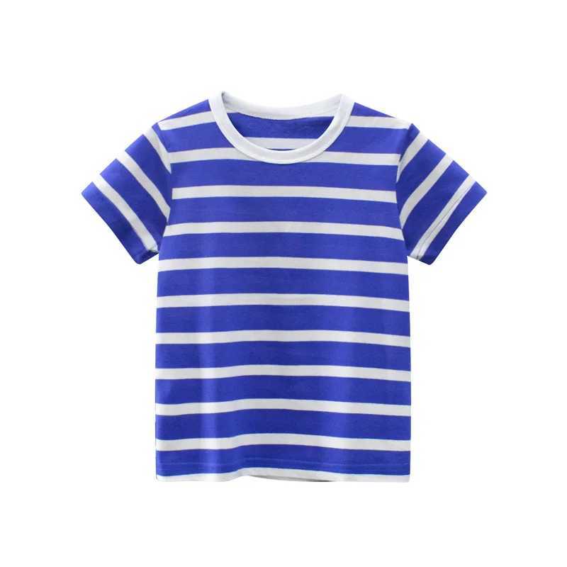 Children Striped T-Shirts 2023 Summer Short Sleeve Clothes for Boy 100% Cotton Kids Girls Casual Sport Top TeesT250306