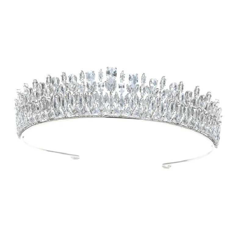 Luxury Wedding Crown Tiaras Bridal CZ Zirconia Bridal Crown Band Wen Girl Birthday Party Diadem Pr Hair Jewelry X250306
