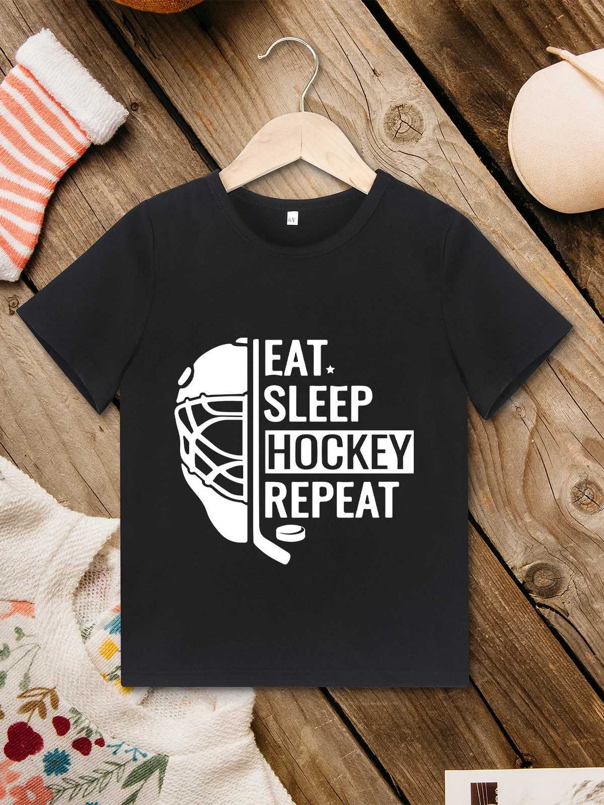 Hockey Lover Boy T-shirt Hipster Cool Urban Streetwear Summer Casual Kids Shirt Short Sleeve Black Tops 3 to 7 Year ChildrenT250306