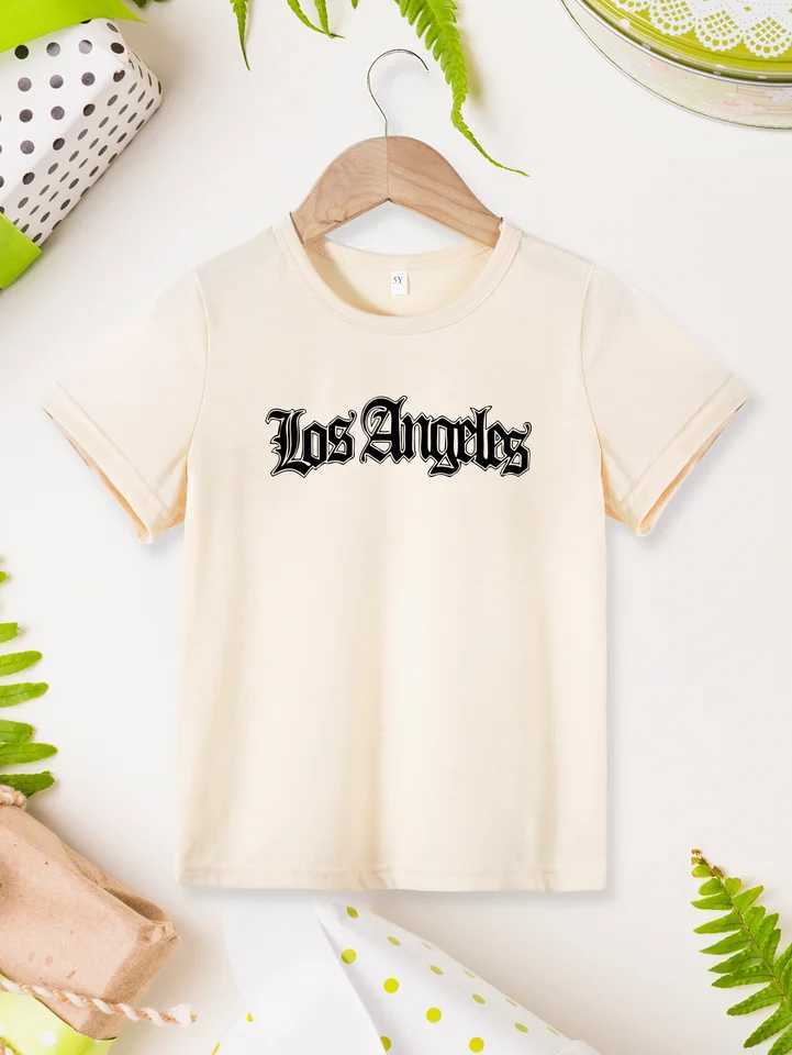 New Top Clothes Child Cool Fashion High Quality Girls Boys T-Shirts Los Angeles Printing Kids T-Shirts New StyleT250306
