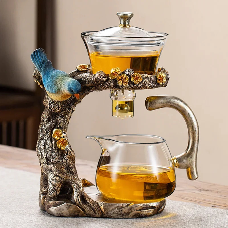 Glass Tea Set Home Kung Fu Tea Cup Magnetic Suction Teapot Artifact 250305