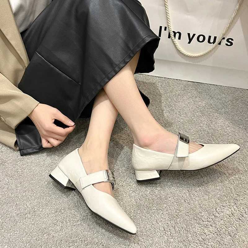 Spring From You; Pumps Shoes Pointed Toe Low Heel Shoes Metal Buckle Mary Janes Leisure Versatile Workplace Shoes Women Y250306
