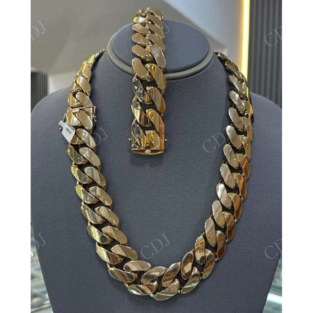 Simple Plain Solid Yellow Gold Plated Miami Hip Hop Cuban K For Rapper Stylist Mens Daily Wear Chain Or Bracelet