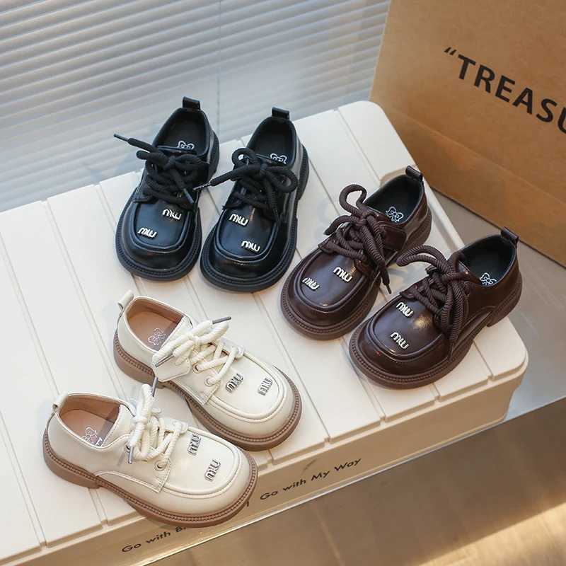 Girls Shoes 2024 Fashion Spring Autumn Kids Children Elegant Pu Leather Princess Soft Rubber Student Street Shoes BabyT250306