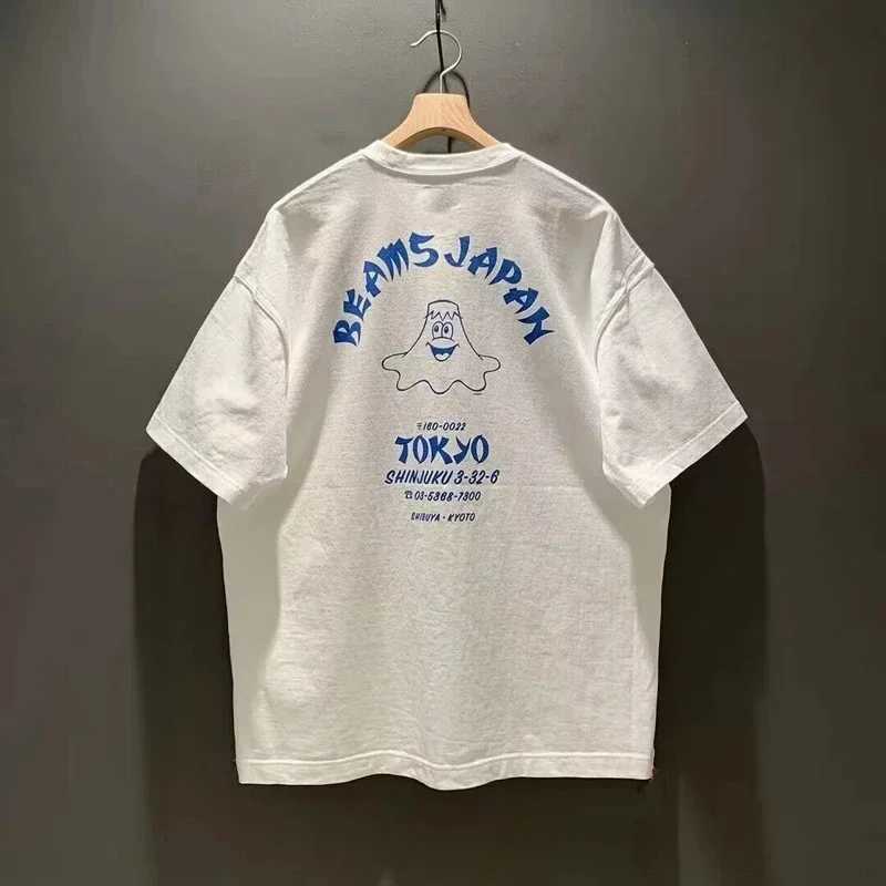 New Fashion Graffiti Printed BEAMS T-shirts Men Women Couples Loose Casual BEAMS JAPAN Top Tees X250306