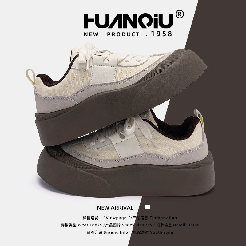 Global Thick soled Casual Board Shoes for Women ZHQ68209 Spring New Style Student Height Increasing Versatile Height Increasing Casual Women's Sh