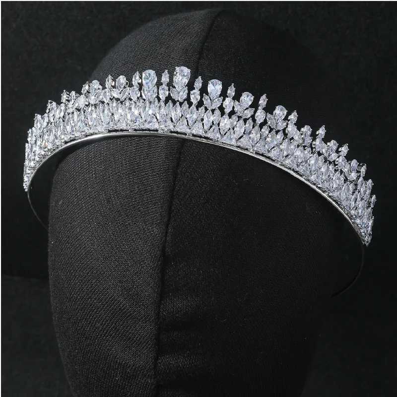 Luxury Wedding Crown Tiaras Bridal CZ Zirconia Bridal Crown Band Wen Girl Birthday Party Diadem Pr Hair Jewelry X250306