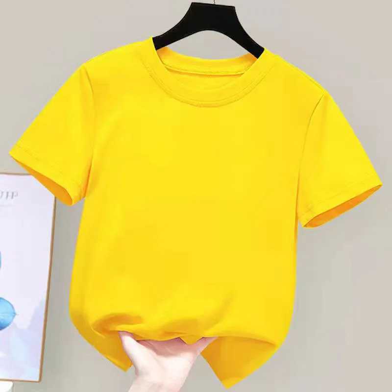 180gsm Fabric 100% Cotton Children Boy Girl T shirt 2024 New Summer Women Short Sleeve T-Shirt Cute Style White Solid Color TopsT250306