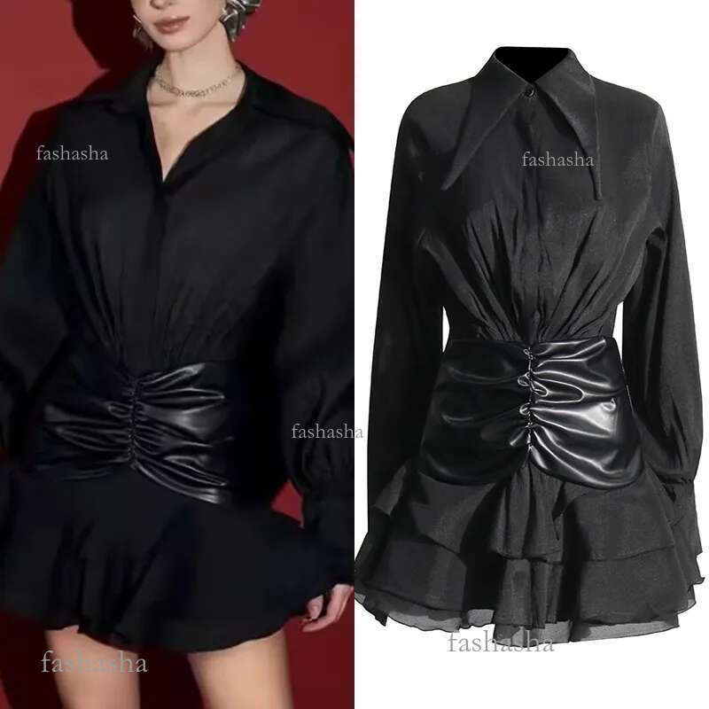 727 XL 2024 Milan Runway Dress Spring Autumn Long Sleeve Black Brand Same Style Womens Dress Fashion High Qualit