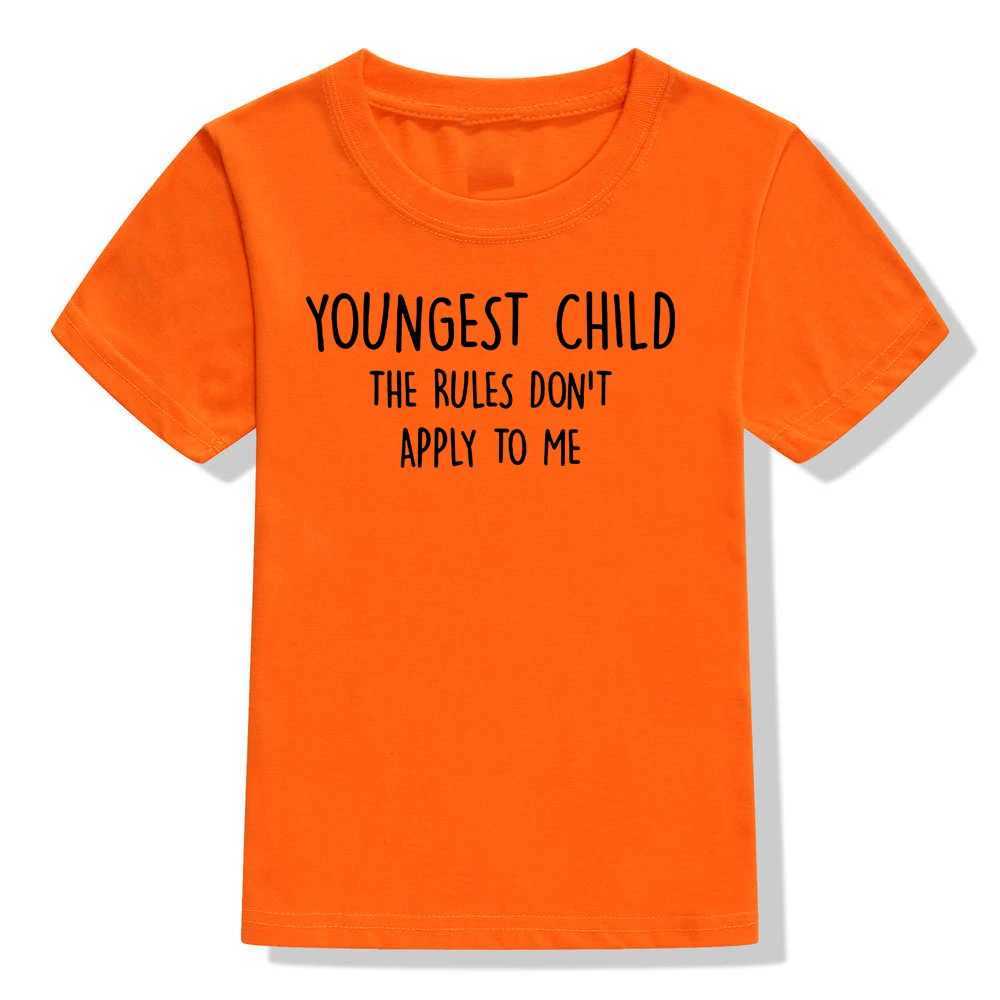 Youngest Child The Rules Dont Apply To Me Funny Kids Tshirt Toddler Boys Girls Short Sleeve T-shirt Casual Children T-shirtsT250306