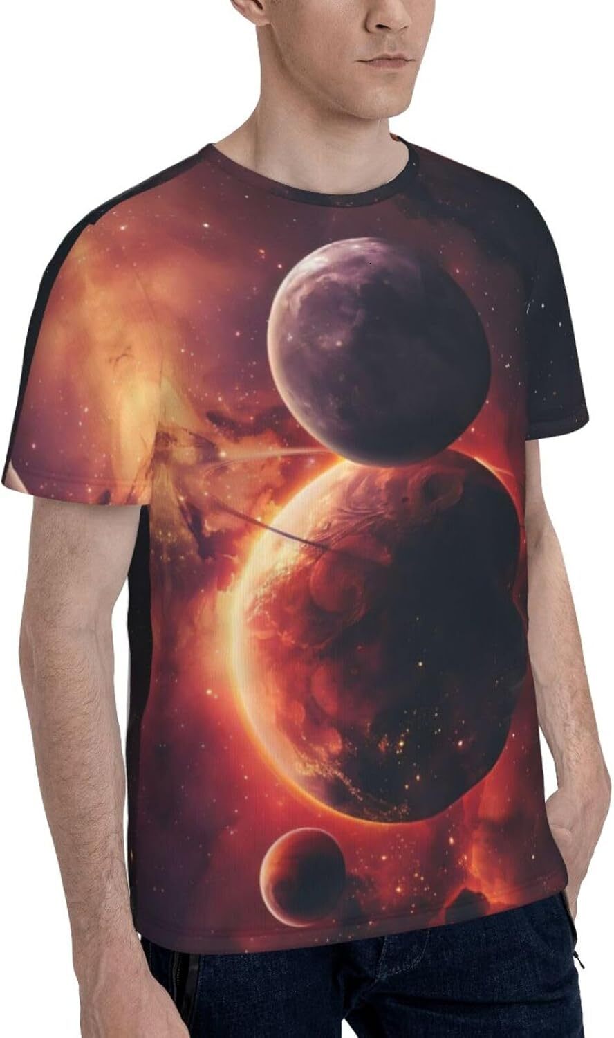 Mens T shirt Planet Universe Funny 3D Printed T-Shirt for Men Women Bloody Planet Comfort Fit Trendy Casual Short Sleeve Top tee Casual tops summer cl