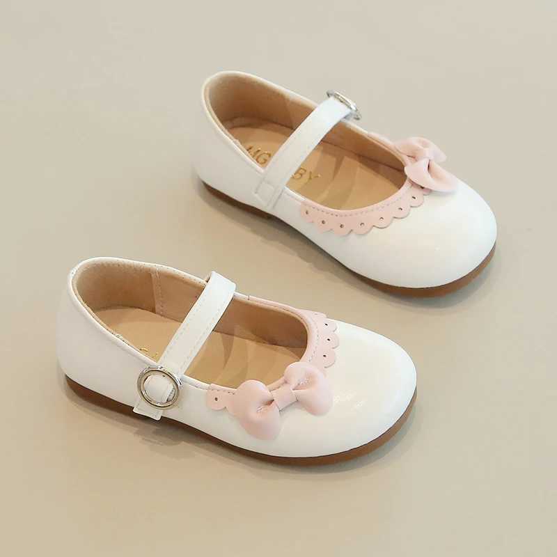 Girls Princess Shoes Ruffles Sweet Shallow Autumn Children Flat Shoes 21-35 Four Colors Beautiful Stylish Kids Leather ShoesT250306