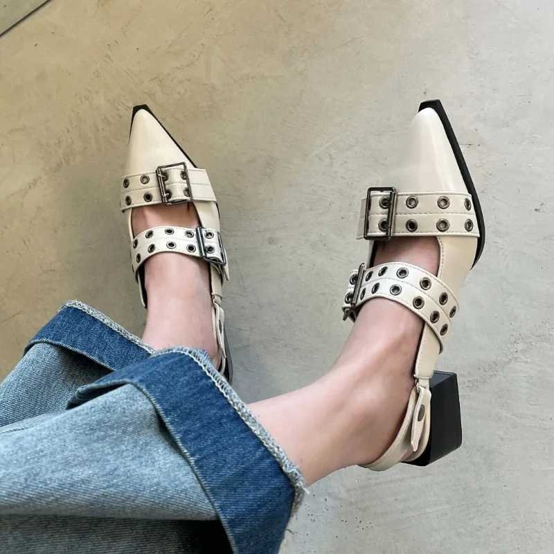 Spring and Summer Baotou Thick Heel Breathable Fi Sandals New Style Pin Buckle Decorated Elegant and Sexy Wens Shoes Y250306
