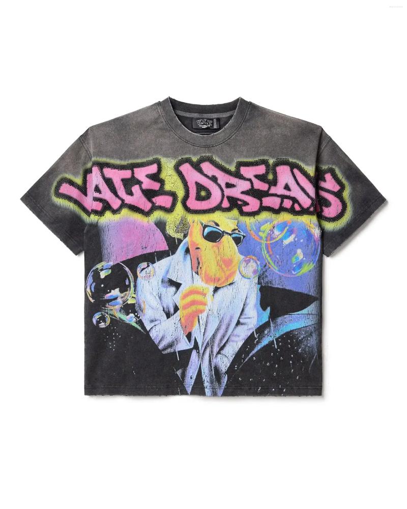 Men's T Shirts Vintage Big Graphic Oversized Tops Harajuku Gothic American All Cotton Short Sleeve Shirt Men Clothing