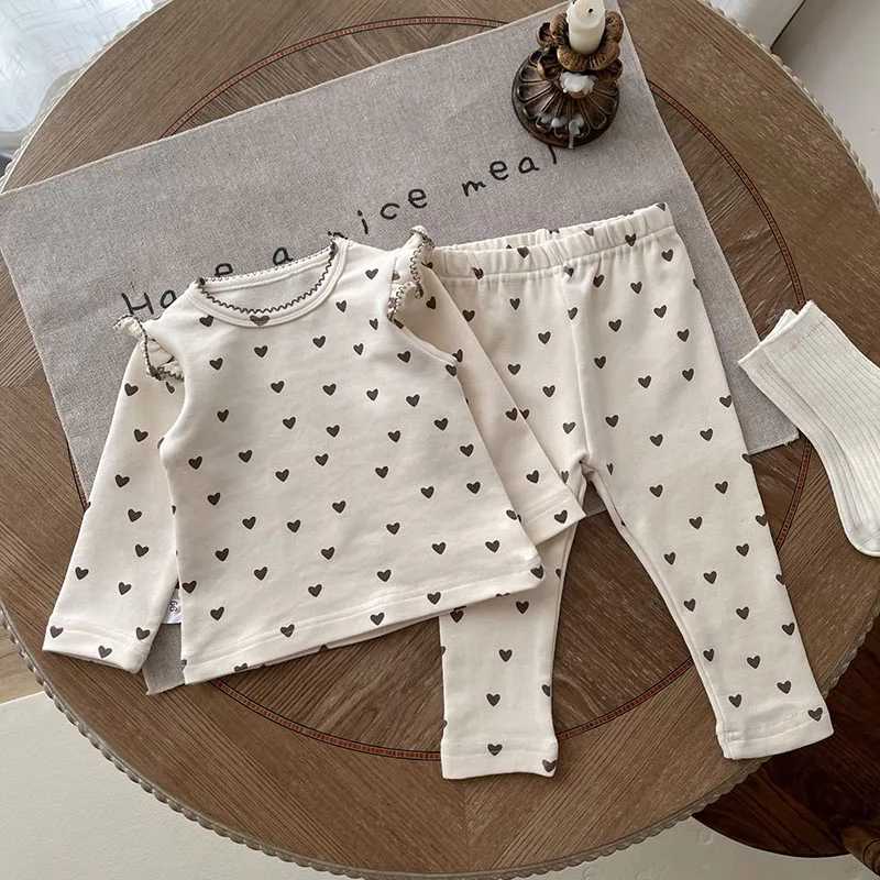 MILANCEL Baby Pajama Suit Heart Print Girls Sleepwear Newborn Sleeping Set M250306