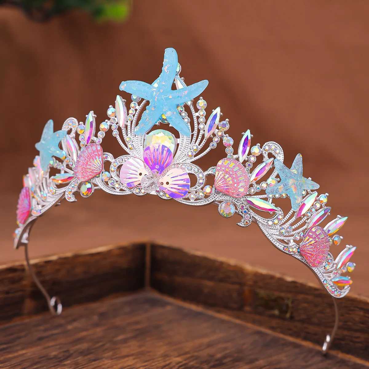 Handmade Mermaid Fish Crown Ocean Style Costume Seashell Starfish Hair Accessories for Wen Girls Princess Birthday Party Tiara X250306