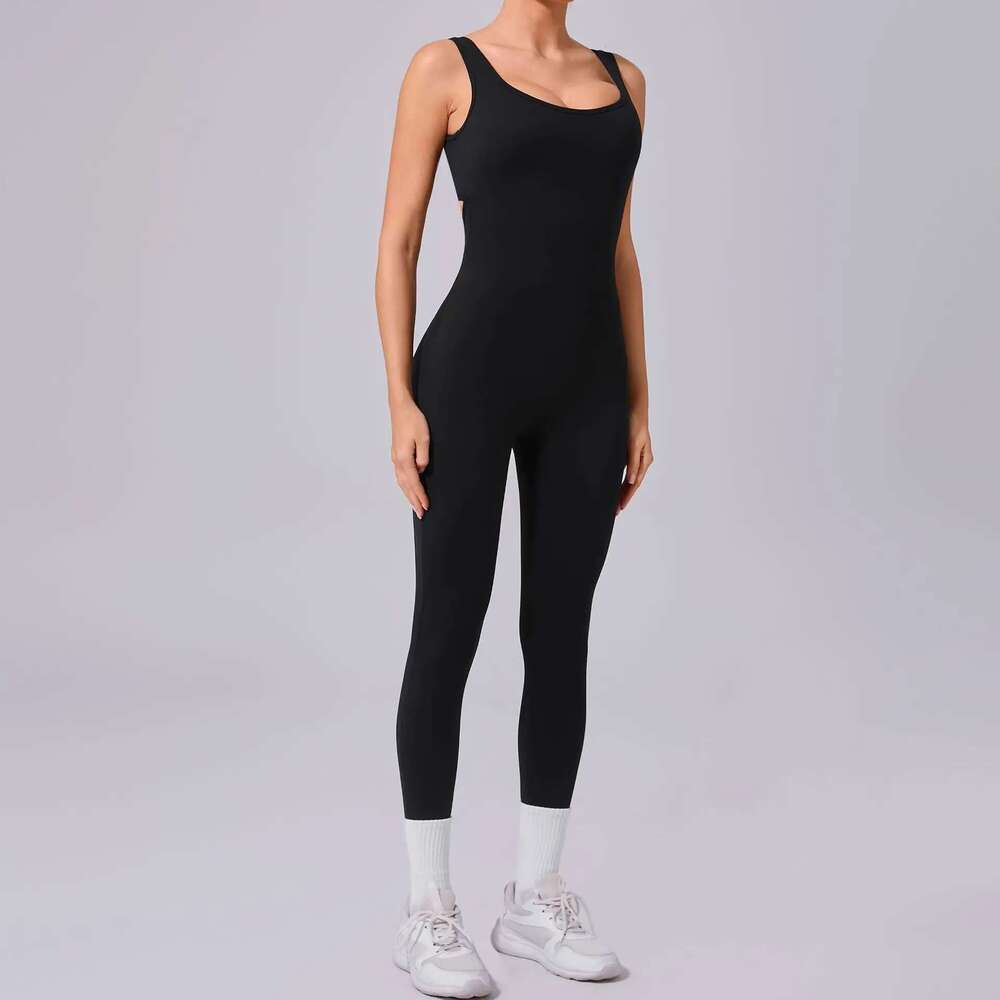 New Sexy Hollow Scrunch Pants Jumpsuit Push Up Unitard Gym Playsuit Women Romper One Piece Sport Outfit Set Fiess Overalls KLMY
