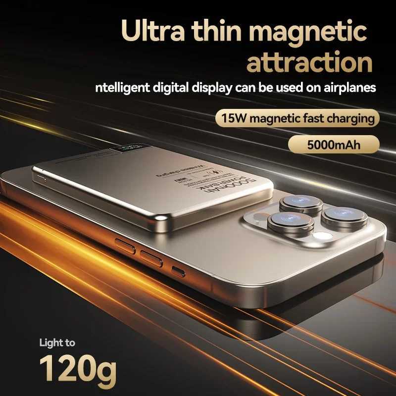 New Arrival Ultra Thin 10000mAh Magnetic Wireless Charger Power Bank PD15W Portable Powerbank For Phone T250306