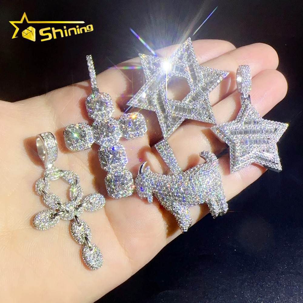 Custom Iced Out Cross Pendants 925 Silver Moissanite Diamond Men Women Fashion Designs Necklace Pendant