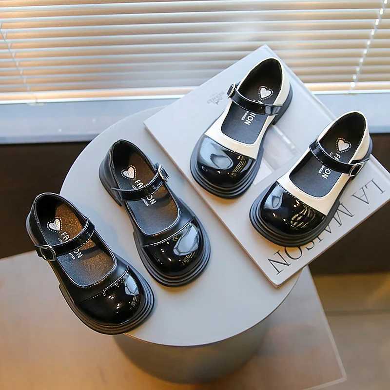 Girls Retro Elegant Mary Jane Shoes Children Spring Autumn Fashion Flats Kids Black White Back to School Uniform Dress ShoeT250306