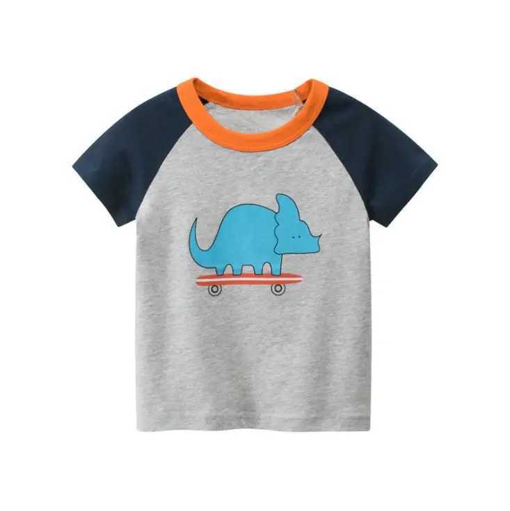 2-8Y Cartoon Print Baby Boys Dinosaur T Shirt For Summer Infant Kids Boys Girls T-Shirts Clothes Cotton Toddler Letter TopsT250306