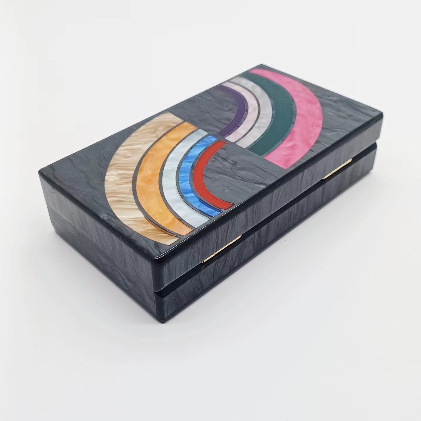 Diagonal Cross Colorful Striped Splicing Fashionable Versatile Acrylic Bag Pearl Dinner Handbag Rhinestone Acrylic Clutch Clear Evening Bag For Weddin